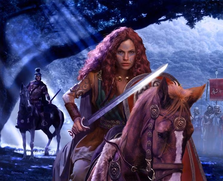  Boudica xuất thân quý tộc và La Mã từng thừa nhận quyền lực của chồng bà. Sau khi chồng Boudica chết, Rome xé bỏ thỏa thuận với gia tộc của bà, khiến chiến tranh bùng nổ. Ảnh: Pinterest.