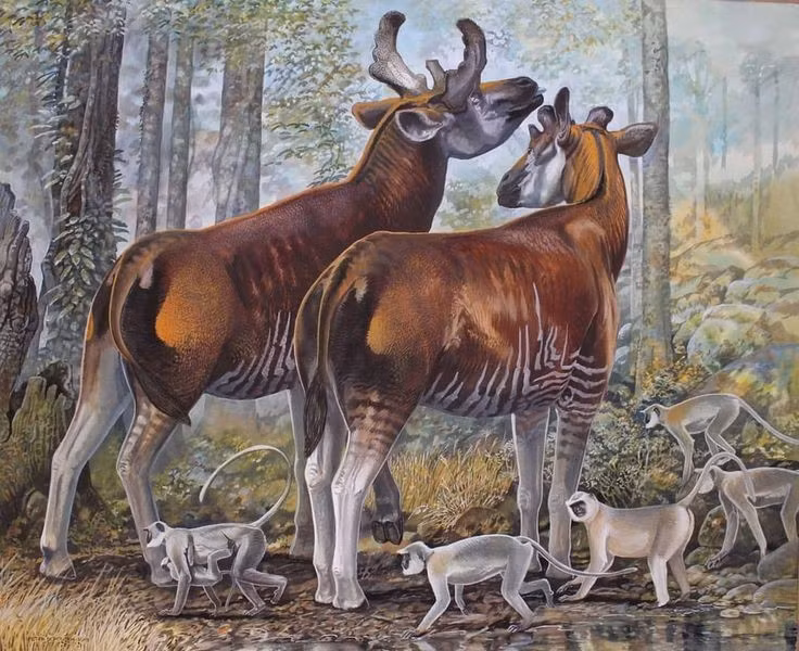  Xuất hiện trong nghệ thuật cổ. Hình ảnh Sivatherium từng được khắc họa trong các bức vẽ đá cổ đại ở châu Phi. Ảnh: Pinterest.