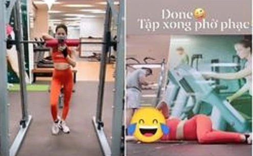 Hết giãn cách, Lệ Quyên quằn quại bò lê ở phòng tập 