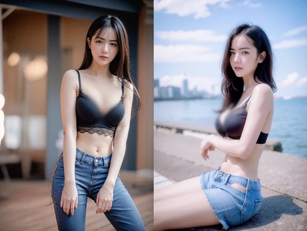 Dạo phố, hot girl xinh đẹp cố tình diện nội y khoe vòng 1 