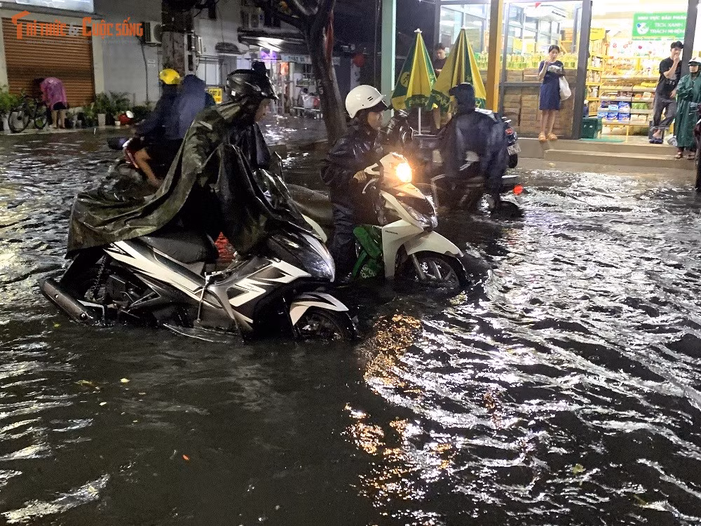 Các tuyến đường ở phường Phú Thọ Hòa như: Phạm Văn Xảo, Vườn Lài, Lê Thúc Hoạch, Văn Cao….bị ngập, người dân phải hì hục đẩy xe bị chết máy về nhà.