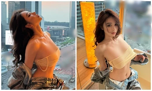 Hot girl gây xôn xao khi mặc áo ngực lả lơi tưởng sắp rơi