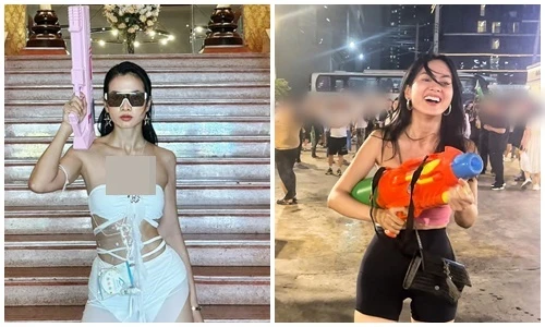 Siêu mẫu Anh Thư quậy tưng bừng ở lễ hội té nước Songkran