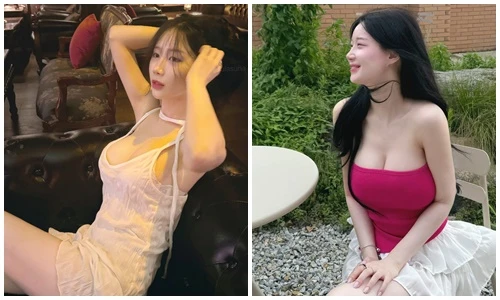 Hot girl mê mặc váy áo mỏng, xẻ ngực sâu khoe vòng một