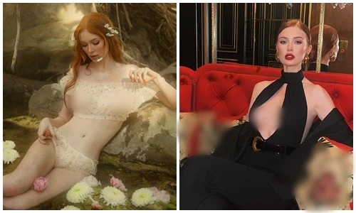 Hot girl tắm suối mặc xẻ ngực sâu, “quên nội y”