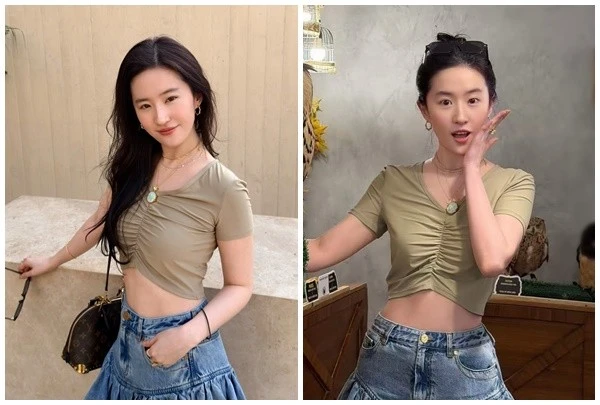 Lưu Diệc Phi trang điểm nhẹ nhàng, khoe vòng eo con kiến hậu giảm cân