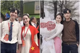 Cặp đôi phim VTV gây chú ý khi tham gia diễu binh A80