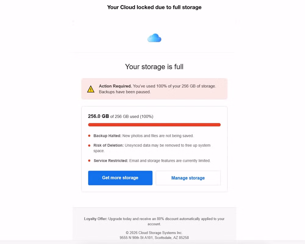 Những email này được thiết kế giống hệt thông báo chính thức từ Apple, thậm chí còn được gửi xen kẽ với email thật khiến người dùng dễ mất cảnh giác.