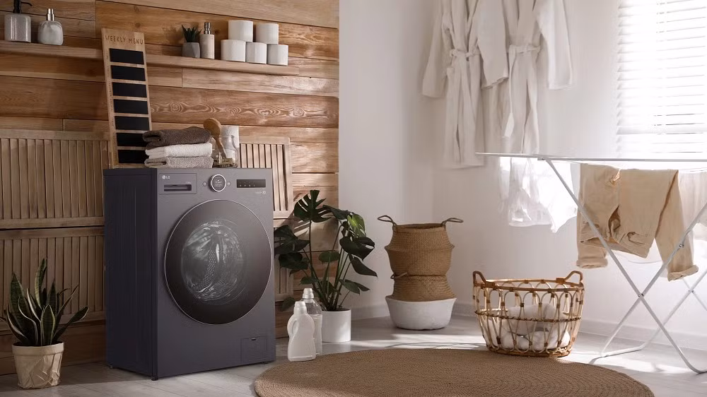 Thiết kế máy giặt mới nhỏ gọn, sử dụng linh kiện tái chế và loại bỏ vật liệu mạ crom để giảm phát thải carbon và bảo vệ sức khỏe.