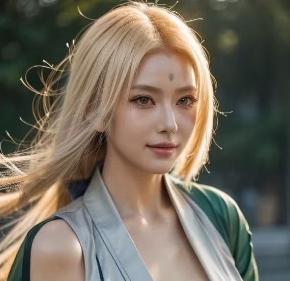 Tsunade phiên bản AI không chỉ đẹp mà còn toát lên thần thái mạnh mẽ, quyến rũ khó cưỡng.