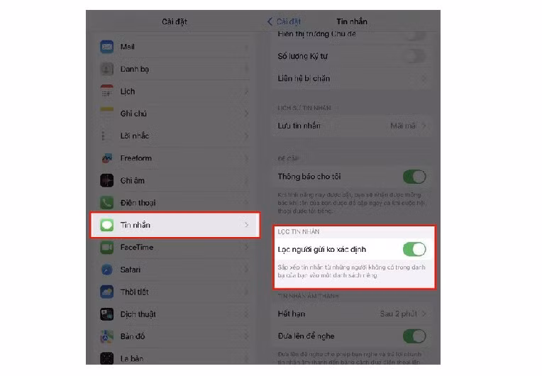 Tính năng này tự động chuyển tin nhắn nghi ngờ vào thư mục “Thư rác” trong ứng dụng Messages.