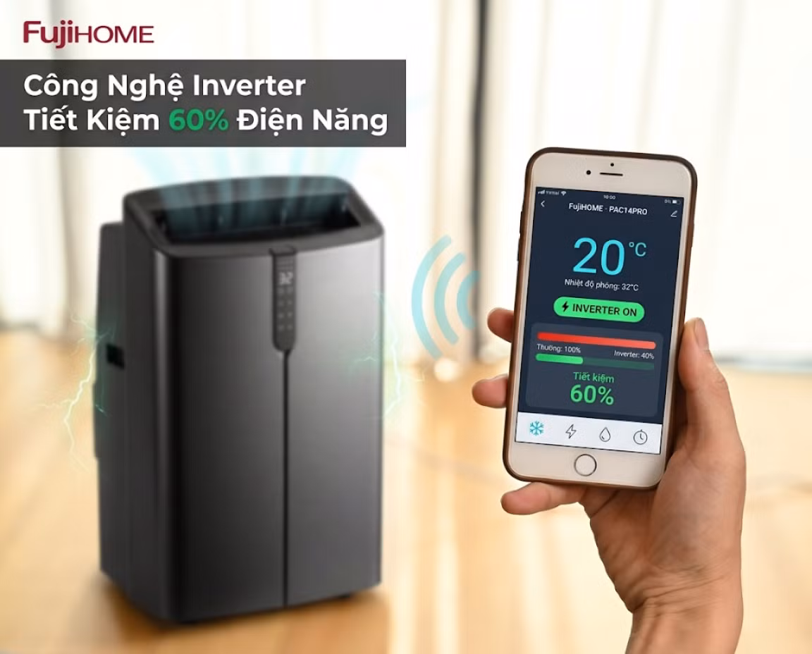 Ngoài khả năng làm lạnh, mẫu điều hòa di động Fujihome còn hỗ trợ hút ẩm tới hơn 30 lít mỗi ngày và có bánh xe di chuyển linh hoạt giữa nhiều phòng khác nhau, rất phù hợp cho nhà thuê hoặc căn hộ không thể lắp điều hòa cố định.