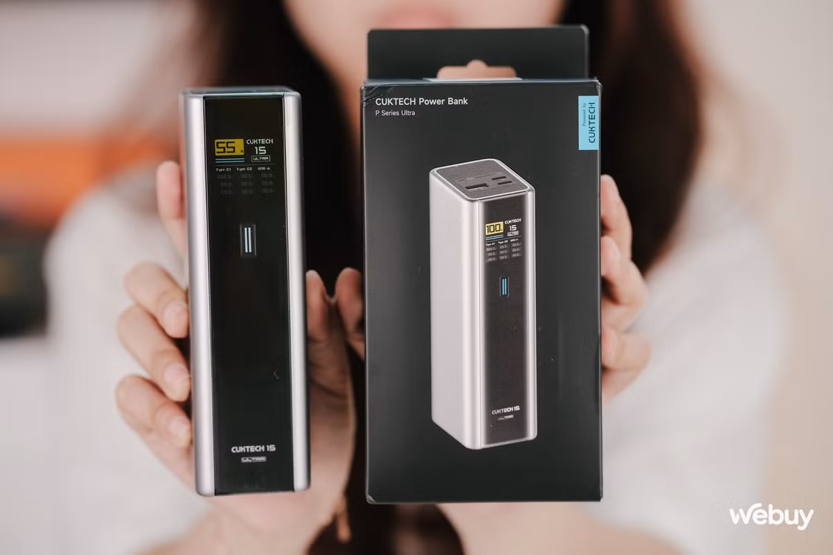 4. Pin dự phòng Xiaomi Cuktech 15 Ultra sạc được cả MacBook, điện thoại và tablet cùng lúc, công suất lên tới 210W.(Ảnh: Webuy)