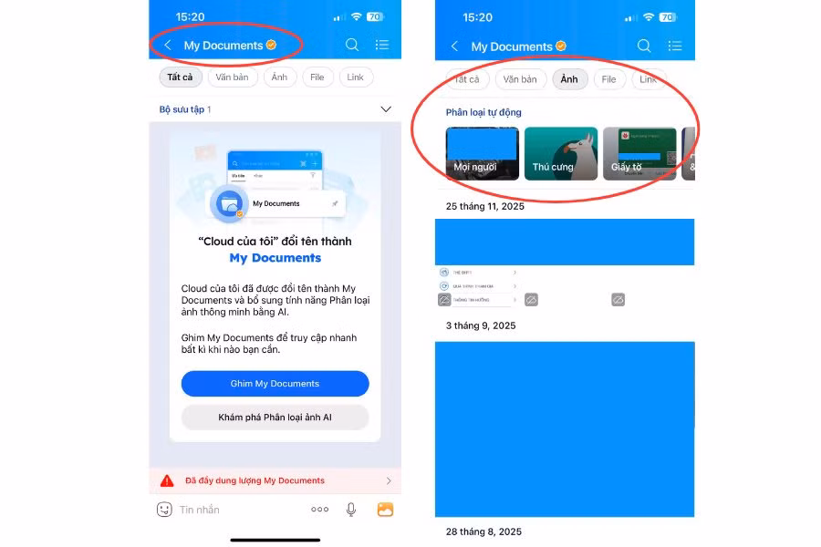 Ngoài ra, tính năng Cloud của tôi hoạt động như một không gian lưu trữ cá nhân trực tuyến, cho phép người dùng đồng bộ ảnh, tài liệu, ghi chú và nhiều loại tệp giữa điện thoại với máy tính chỉ trong vài giây, đồng thời hỗ trợ phân loại dữ liệu theo từng thư mục để việc tìm kiếm và quản lý trở nên thuận tiện hơn.