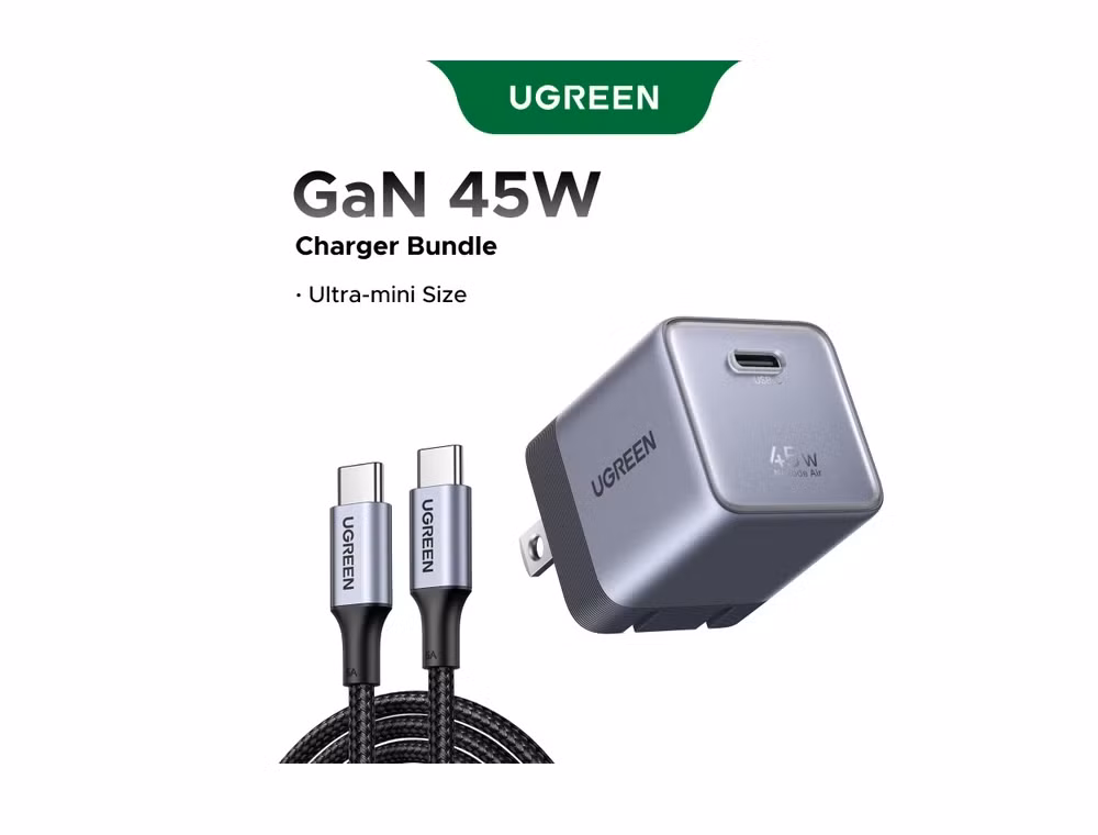 Trong khi đó, UGREEN Nexode Air GaN 45W là lựa chọn hấp dẫn cho người dùng muốn dùng chung một củ sạc cho điện thoại, máy tính bảng và cả laptop mỏng nhẹ, nhờ hỗ trợ công suất tối đa 45W cùng các chuẩn sạc hiện đại như PD 3.0, PPS và Quick Charge trong thân hình cực kỳ nhỏ gọn.