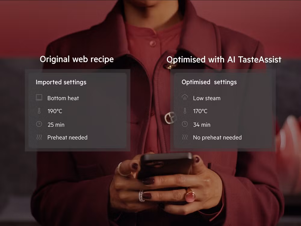 Trung tâm của hệ sinh thái này là tính năng AI TasteAssist, cho phép người dùng lấy công thức từ Internet và tự động chuyển đổi thành các thiết lập nấu phù hợp chỉ với vài thao tác trên điện thoại.