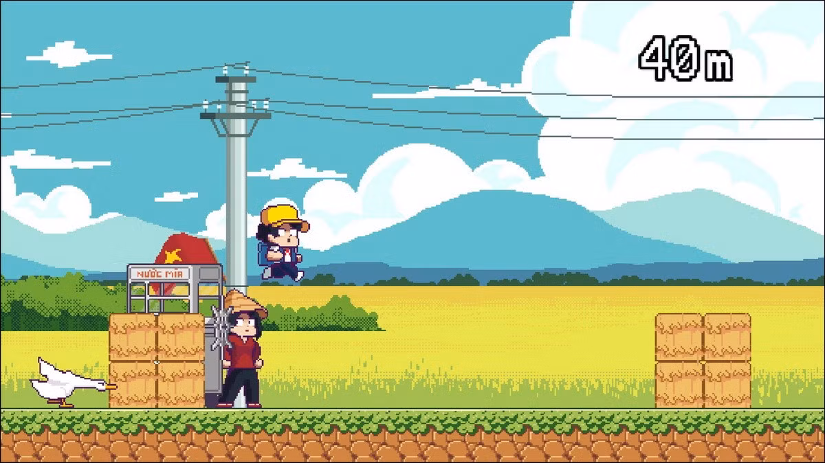 Trò chơi sử dụng phong cách pixel art đáng yêu, lấy bối cảnh đồng quê Việt Nam mộc mạc.