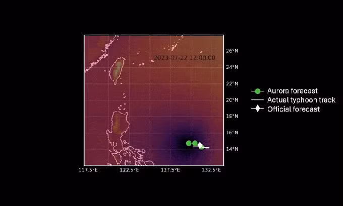 Aurora được huấn luyện bằng hơn một triệu giờ dữ liệu từ vệ tinh, radar, mô phỏng và trạm khí tượng toàn cầu.(Ảnh: Microsoft)
