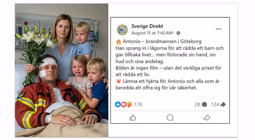 Cuộc điều tra của nhà báo Jonathan Lundberg thuộc tổ chức Källkritikbyrån bắt đầu từ một bức ảnh AI về một nữ y tá không hề tồn tại nhưng vẫn thu hút hơn 65.000 lượt tương tác trên Facebook tại Thụy Điển, sau đó lần theo dấu vết của hàng loạt fanpage đăng tải các câu chuyện cảm động được tạo bằng trí tuệ nhân tạo trước khi phát hiện một mạng lưới nội dung hoạt động xuyên biên giới với các dấu vết kỹ thuật dẫn về Việt Nam, trong đó có BeeUp, doanh nghiệp tự giới thiệu đang sở hữu khoảng 1.700 fanpage Facebook với tổng cộng khoảng 10 triệu người theo dõi.