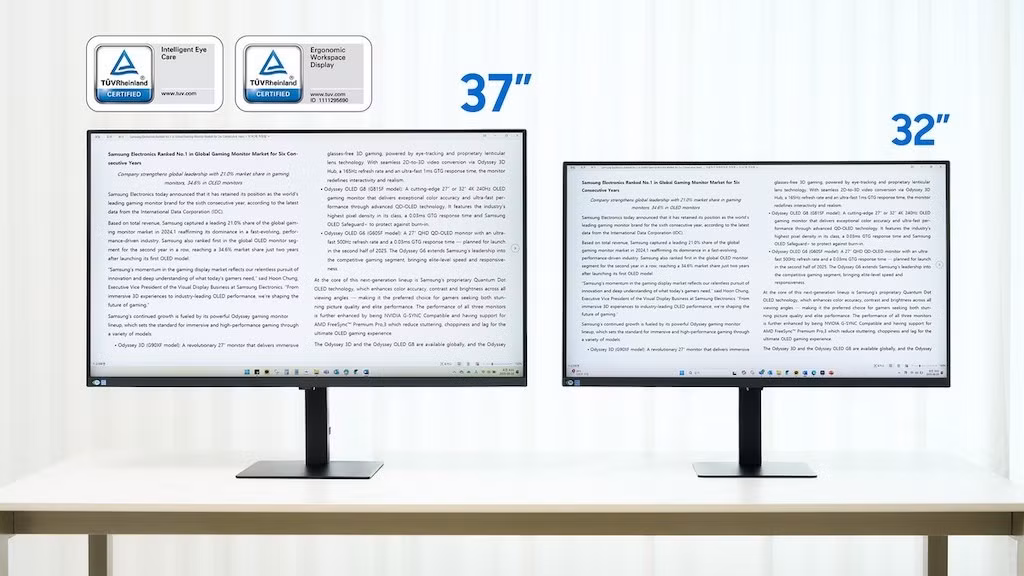 Kích thước 37 inch mang đến trải nghiệm rộng rãi hơn so với bản 32 inch, vẫn giữ UHD sắc nét.
