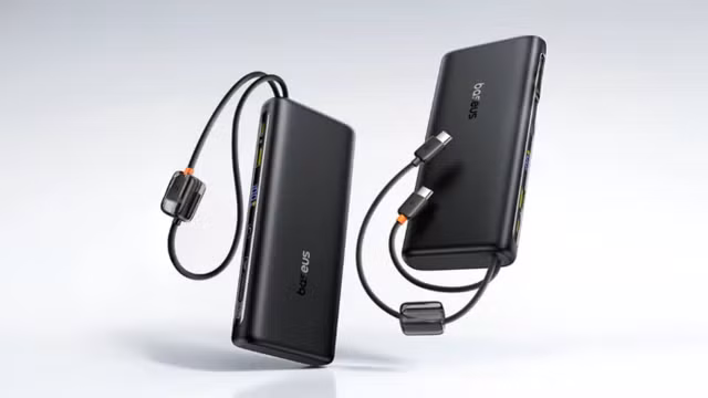 2. Baseus EnerFill FC41 cũng sở hữu dung lượng 25.000mAh nhưng có giá dễ tiếp cận hơn, khoảng 800.000 đồng, đồng thời đạt tổng công suất 145W và tích hợp hai cáp USB-C bọc vải, trong đó cáp chính hỗ trợ tới 140W.