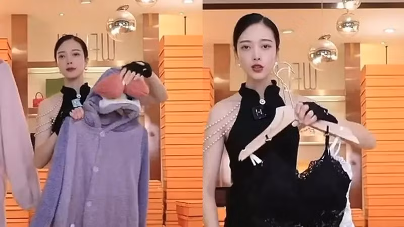 Khán giả quốc tế ngỡ ngàng gọi cô là "cỗ máy bán hàng" với khả năng vừa thay đồ vừa giới thiệu sản phẩm mượt mà.