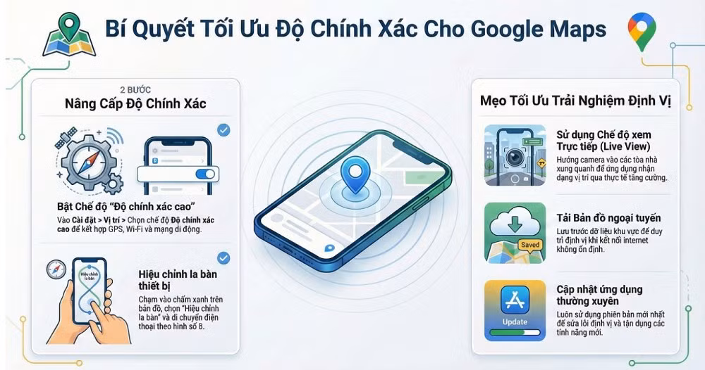 Để cải thiện điều này, người dùng nên bật chế độ “Độ chính xác cao” trong phần cài đặt vị trí trên điện thoại.
