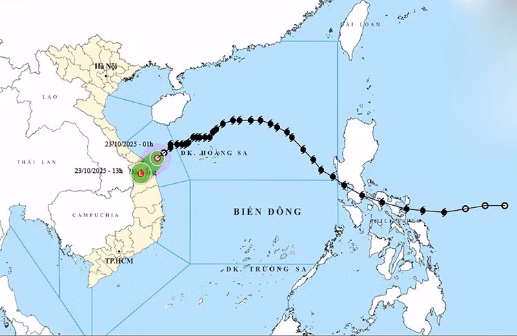 Vị trí và đường đi của áp thấp nhiệt đới. Ảnh: thoitietvietnam