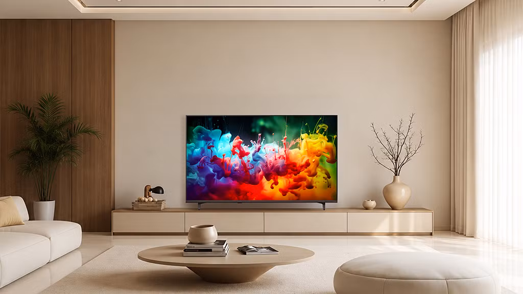 Công nghệ Dynamic QNED Color Pro tiếp tục là điểm nhấn đáng giá khi tái hiện màu sắc rực rỡ và sống động hơn, giúp sắc xanh mặt cỏ, màu áo thi đấu, hiệu ứng ánh sáng sân vận động hay bầu không khí cuồng nhiệt trên khán đài trở nên chân thực, tăng đáng kể cảm giác nhập vai cho người xem.