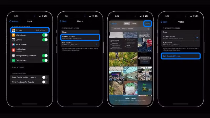 Cả iOS và Android đều hỗ trợ chế độ “truy cập giới hạn” để chỉ chia sẻ ảnh do bạn chọn.
