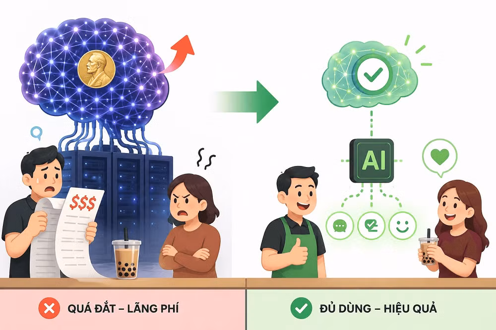 Theo các chuyên gia, thay vì đầu tư vào những mô hình AI đắt đỏ cho mọi quy trình, doanh nghiệp nên áp dụng chiến lược "Trí thông minh đủ dùng" (Acceptable Intelligence), tức chỉ sử dụng mức năng lực AI vừa đủ để hoàn thành từng nhiệm vụ, từ đó tối ưu tài nguyên điện toán, giảm đáng kể chi phí token và duy trì biên lợi nhuận trong quá trình vận hành.