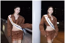 Á hậu Thu Ngân khoe vẻ gợi cảm ở sân bay, sẵn sàng thi nhan sắc quốc tế