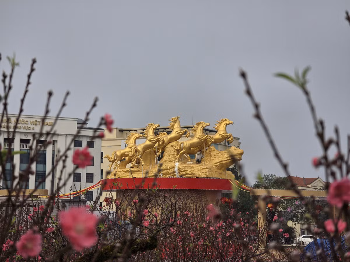 Điểm nhấn của khu vực là hai cụm linh vật Ngọ, một tại chợ hoa và một tại quảng trường Hùng Vương, thu hút đông đảo người dân đến tham quan, chụp ảnh. Hình ảnh linh vật nổi bật giữa không gian rộng mở trở thành phông nền quen thuộc trong nhiều bức ảnh xuân.