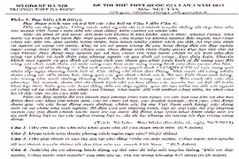 Đề thi thử THPT quốc gia 2015 môn Ngữ Văn THPT Đa Phúc HN