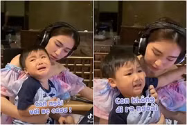 Mủi lòng khoảnh khắc con trai Hòa Minzy quyết không rời mẹ