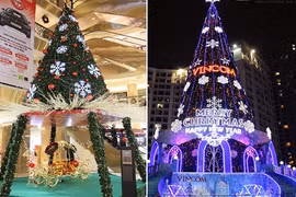 Ấn tượng loạt cây thông Noel “khủng” lộng lẫy ở Hà Nội