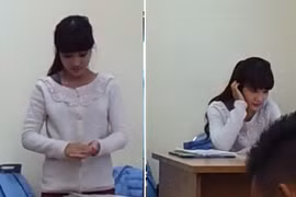 Cô giáo xinh đẹp ngượng ngùng khi được sinh viên hát tặng
