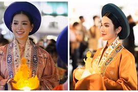 Tiểu Vy - Diệp Lâm Anh mặc Việt phục ở Đại lễ Vesak 2025