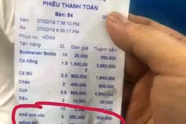 Nha Trang: Thêm quán ăn bị tố “chặt chém” 250.000 một đĩa mồng tơi