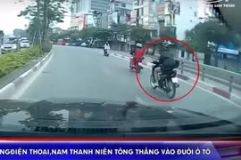 Mải bấm điện thoại, nam thanh niên gặp nạn khi tham gia giao thông