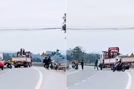 Nhóm thanh niên “hung hãn” bao vây, đập vỡ kính xe tải trên quốc lộ