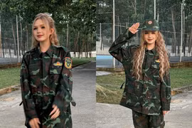 Diện đồ quân nhân, nhan sắc Xoài Non chiếm sóng Facebook