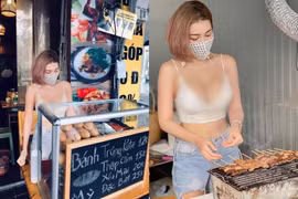 Ăn mặc gợi cảm bán bánh mì, gái xinh gây xôn xao cõi mạng