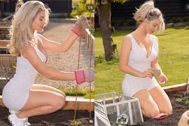 Hóa thân thành cô làm vườn, "nữ golf thủ hot nhất nước Anh" gây bão