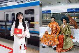 Trend chụp ảnh Tết tại tuyến metro số 1 TP.HCM gây bão mạng
