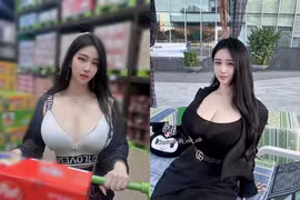Gái xinh khoe vòng ngực khủng khi đi siêu thị 