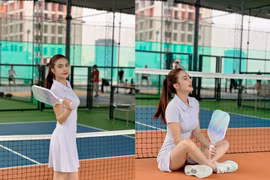 Soi thời trang lên sân pickleball của em gái Lê Công Vinh