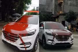 Hình ảnh xế hộp bị tạt sơn, netizen xôn xao về nguyên nhân