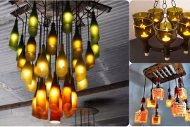 Ngắm đèn chùm trang trí nhà siêu độc từ chai thủy tinh 