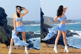 Siêu mẫu Anh Thư khoe dáng nuột với bikini trên bờ biển 